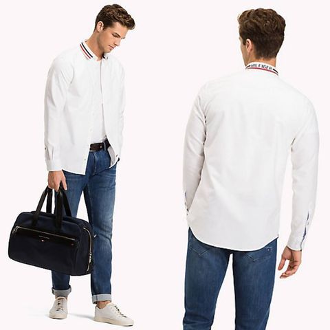 T0MMY Ripped Collar Oxford Shirts