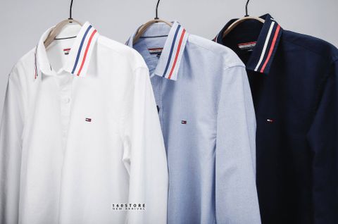 T0MMY Ripped Collar Oxford Shirts