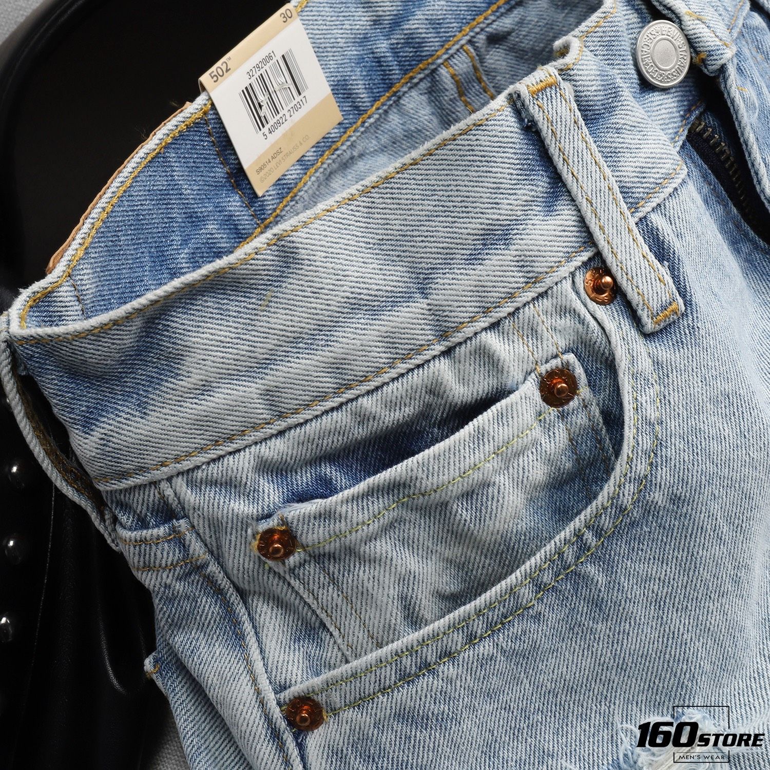 Quần short jean LVIS wash w rips