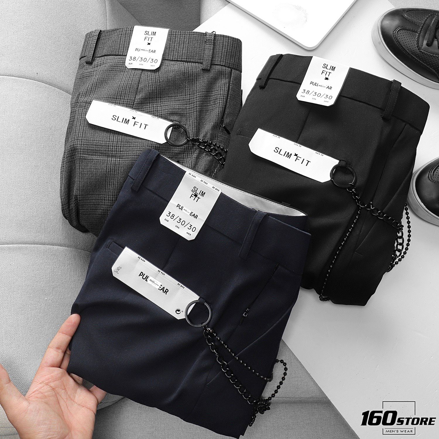 Quần tây P.B slim fit w chain