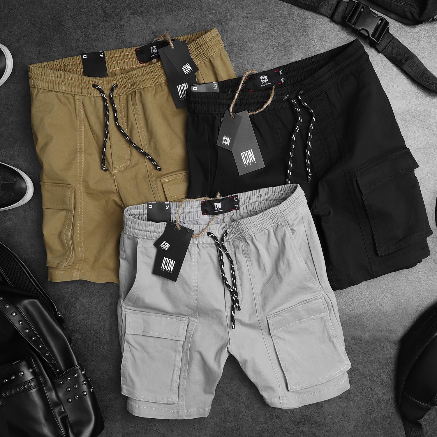 Quần short kaki ICON DENIM túi hộp