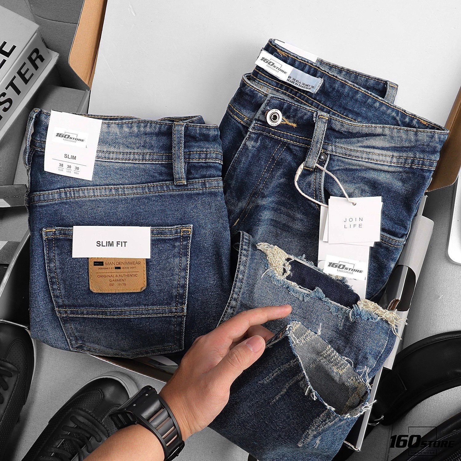 Quần jean ZRA Ripped slim fit