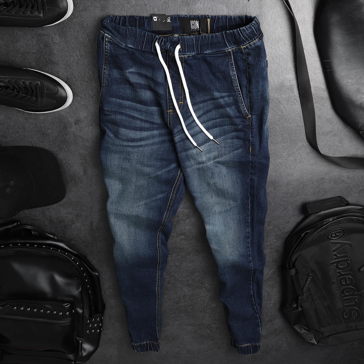 Quần jogger jean ICON DENIM dark blue