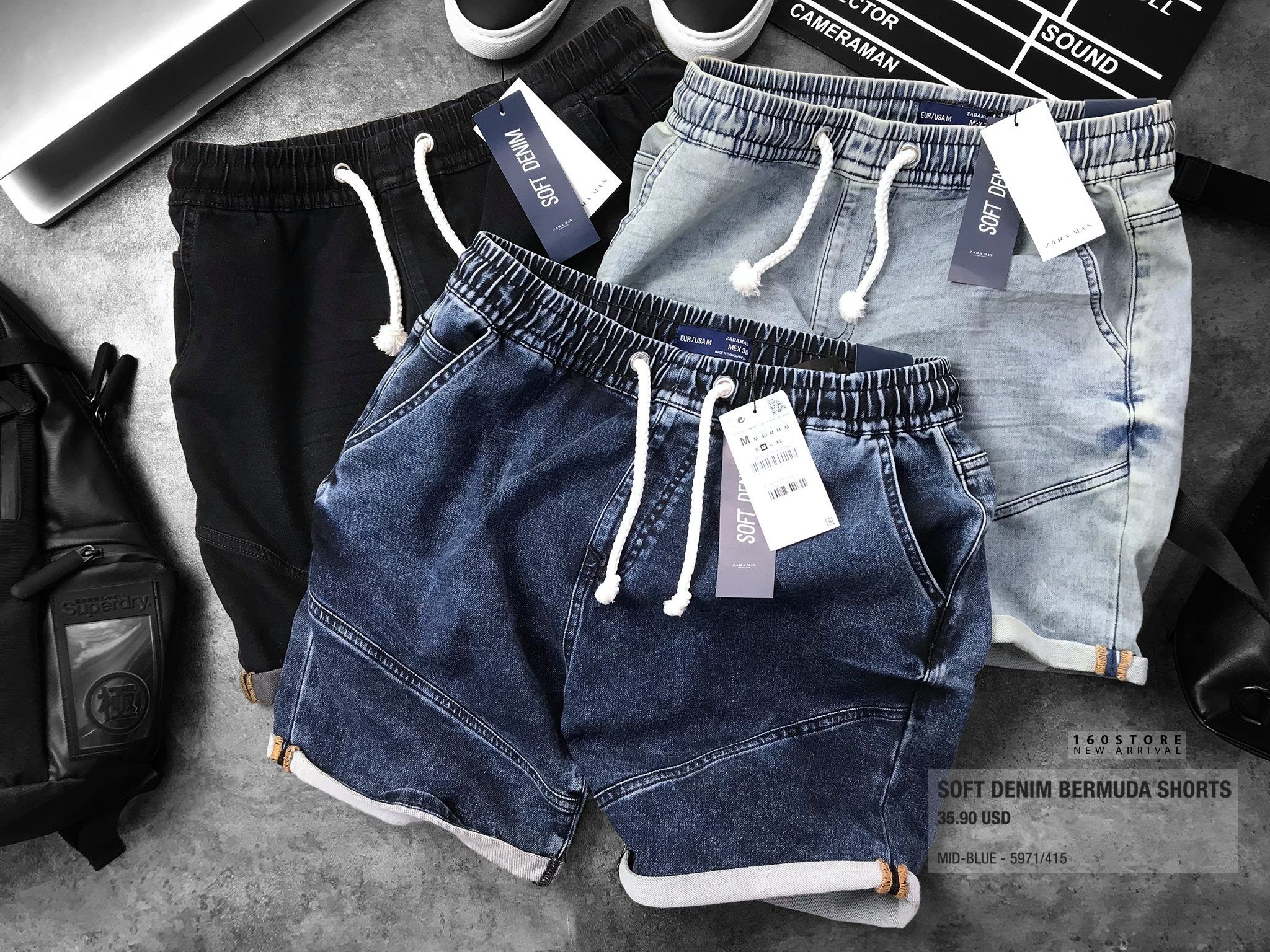 ZRA Soft Denim Bermuda Shorts