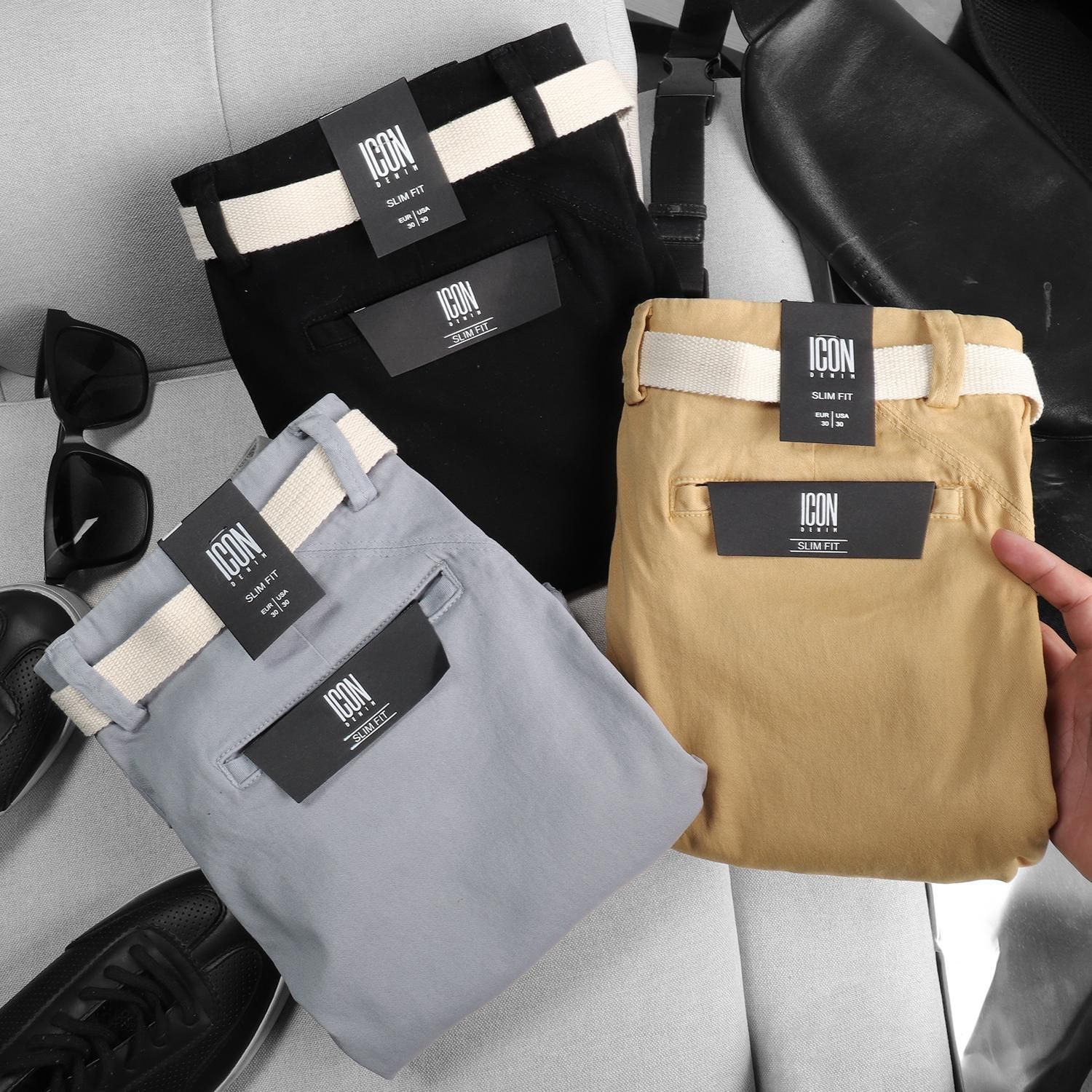 Quần short kaki ICON DENIM w belt