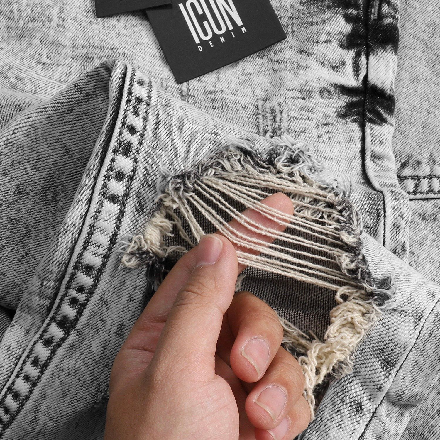 Quần Jean Icon Denim Grey Ripped Skinny