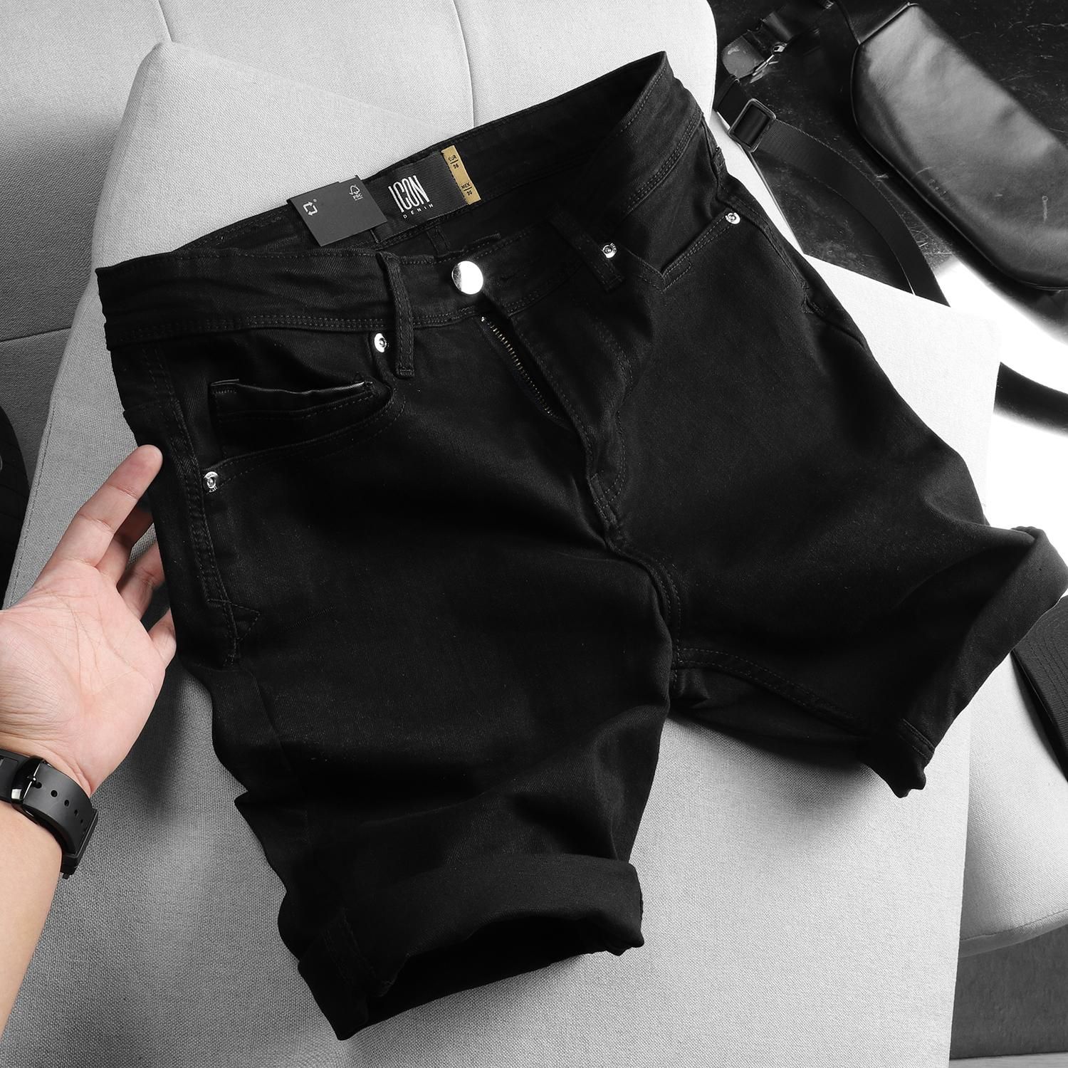 Quần short jean ICON DENIM black v2