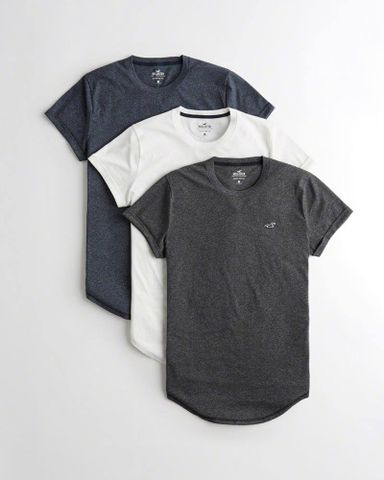 H0LLISTER Must-have Curved Hem T-shirt 3 Pack