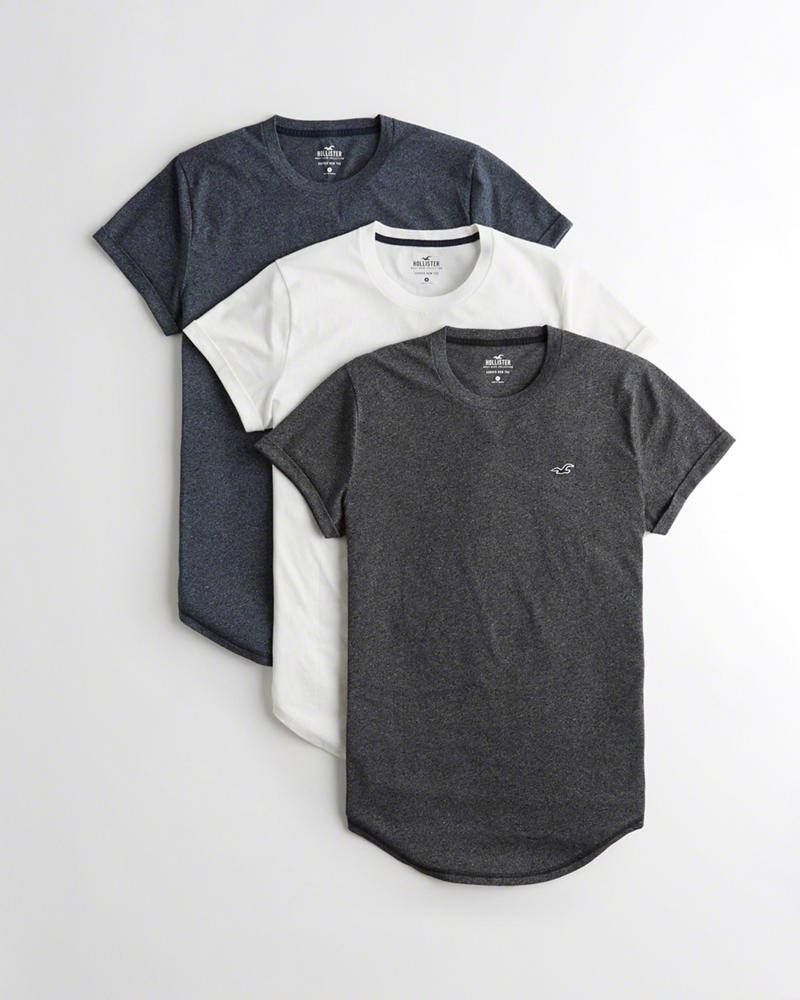 H0LLISTER Must-have Curved Hem T-shirt 3 Pack