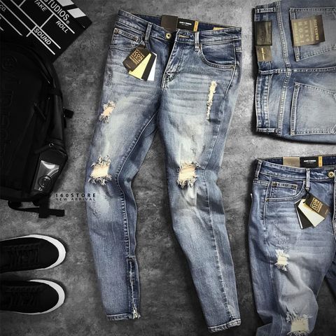 Icon & Denim Ripped Jeans with Zip