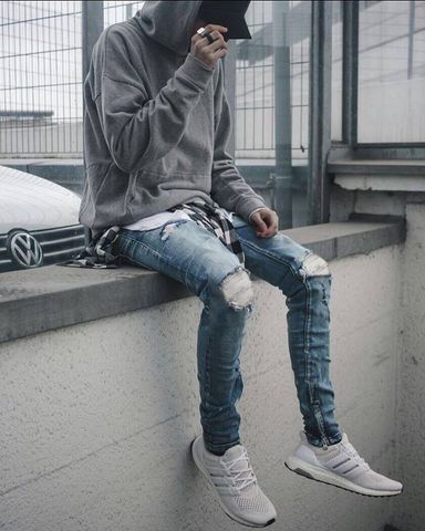 Icon & Denim Ripped Jeans with Zip