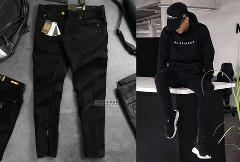 Icon & Denim Black Jeans with Zip