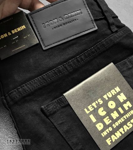 Icon & Denim Black Jeans with Zip