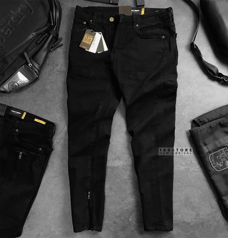 Icon & Denim Black Jeans with Zip