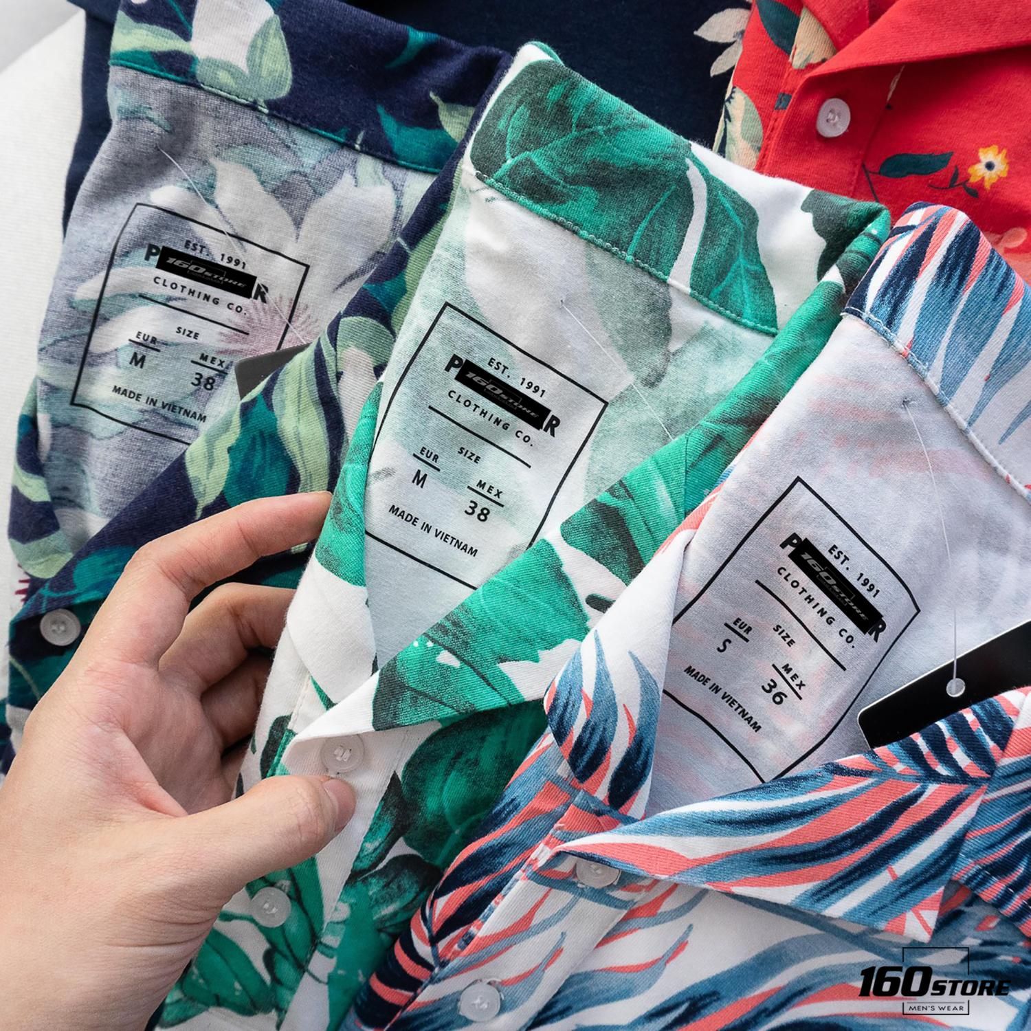 Áo Polo P.B cổ vest họa tiết