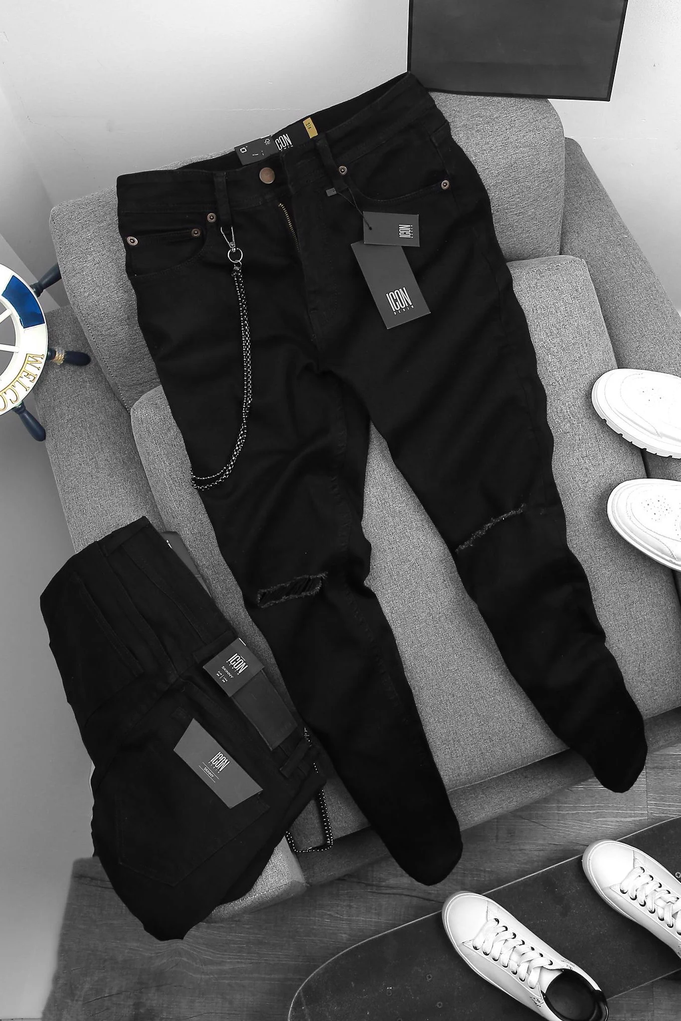 Quần Jean Icon Denim Skinny rách gối