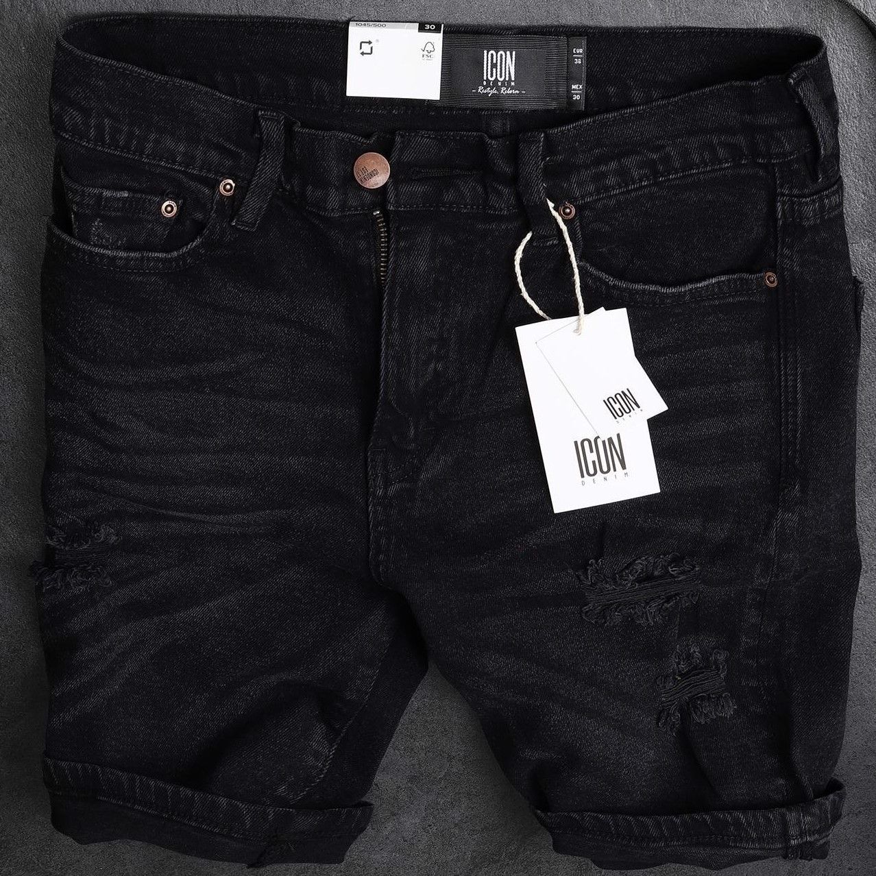 Quần short jean ICON DENIM dark wash