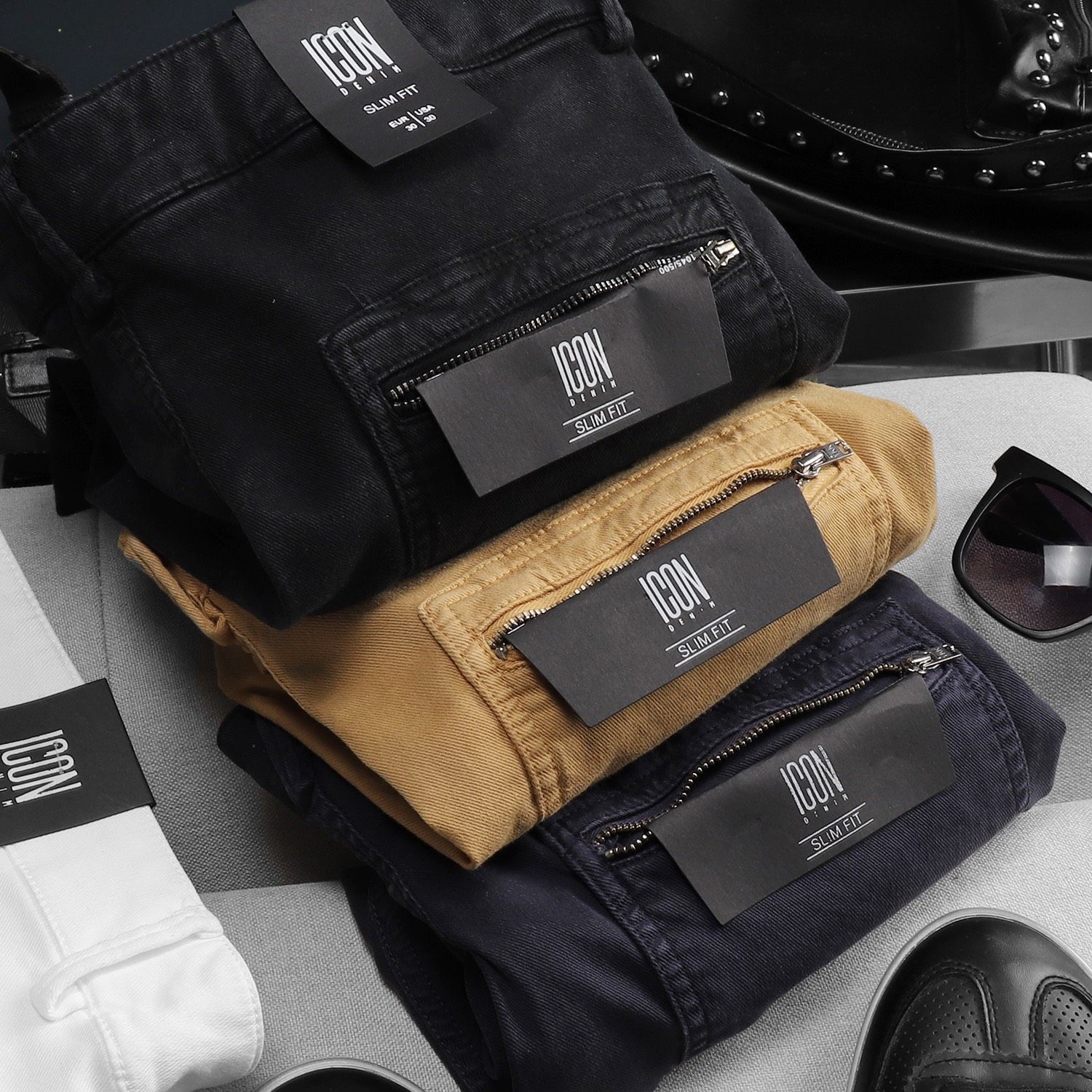 Quần short kaki ICON DENIM w zip pocket