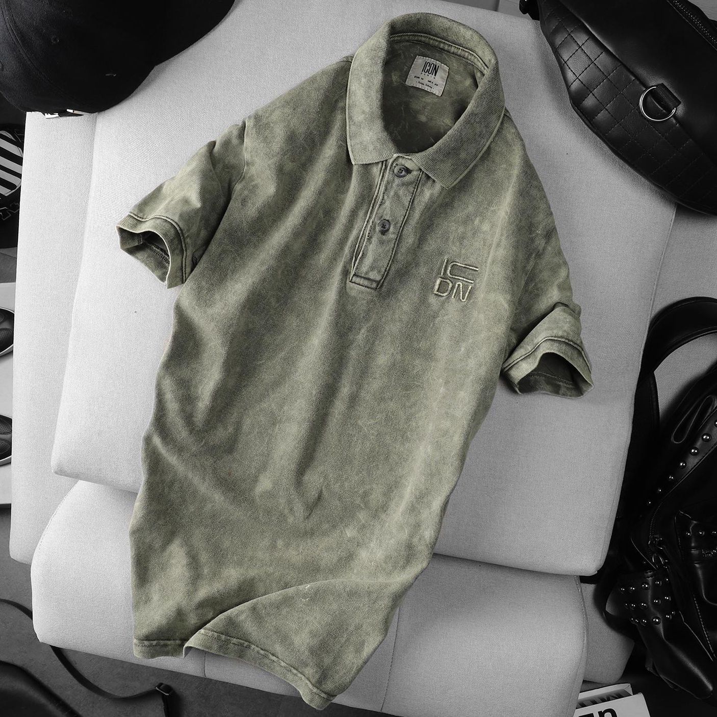 Áo polo ICON DENIM acid wash