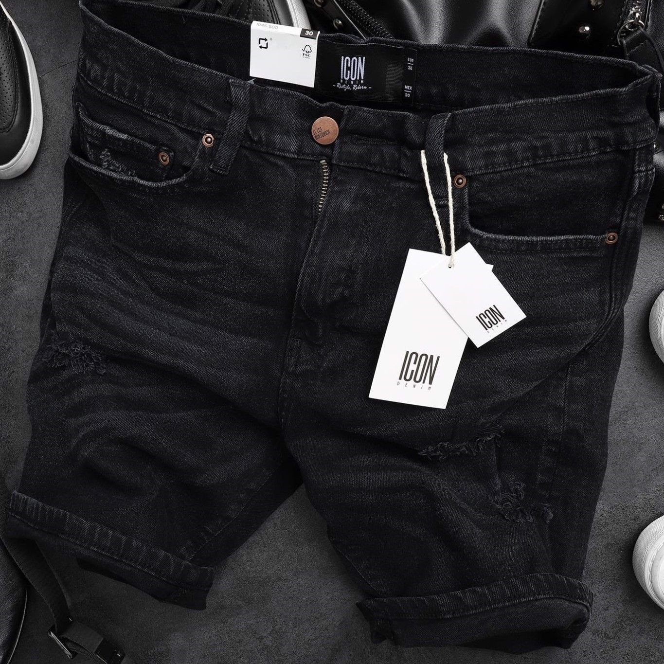Quần short jean ICON DENIM dark wash