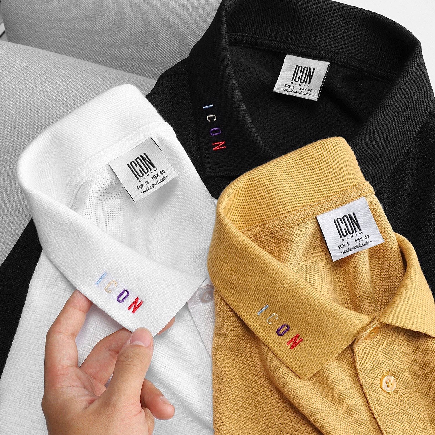 Áo polo ICON DENIM w neck logo