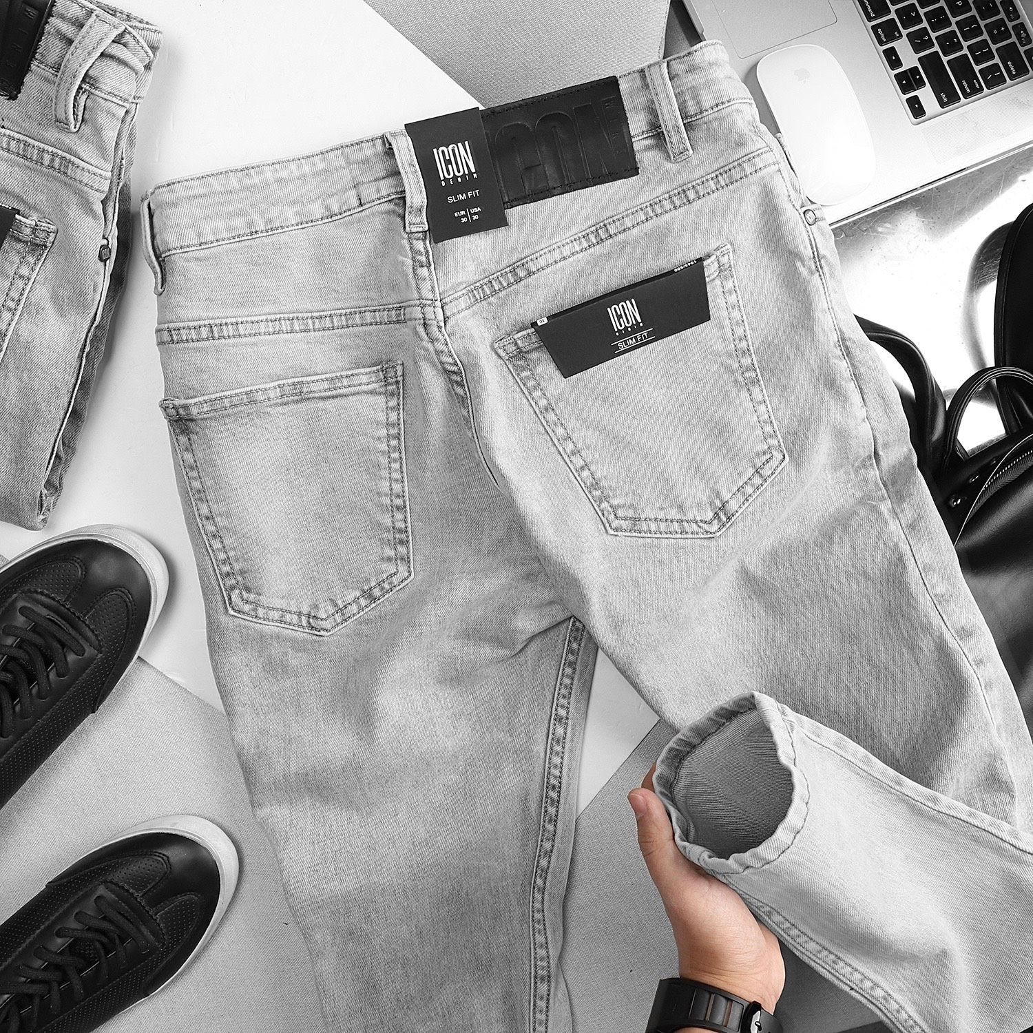 Quần jean ICON DENIM Slim fit light grey