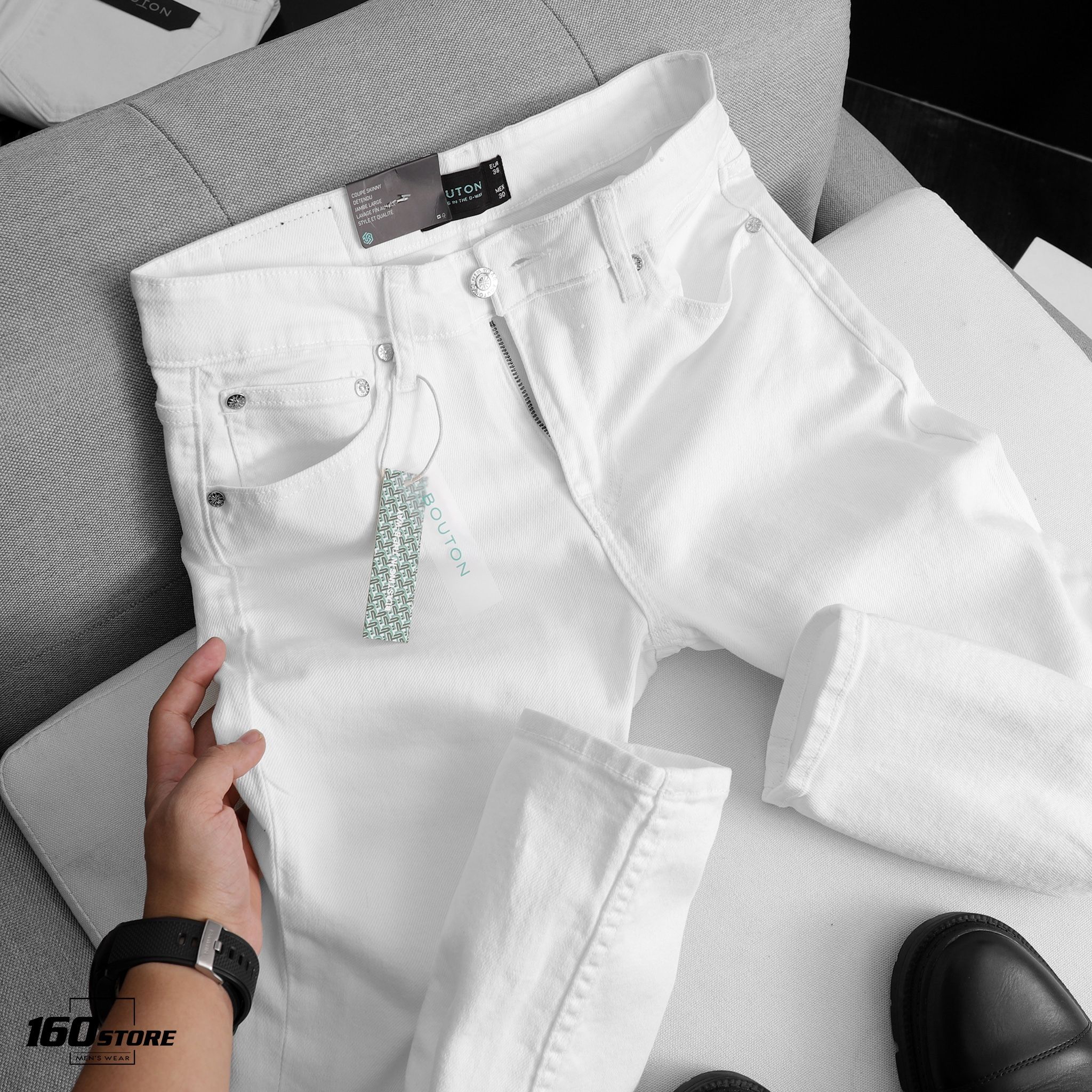 Quần jeans BOUTON white skinny