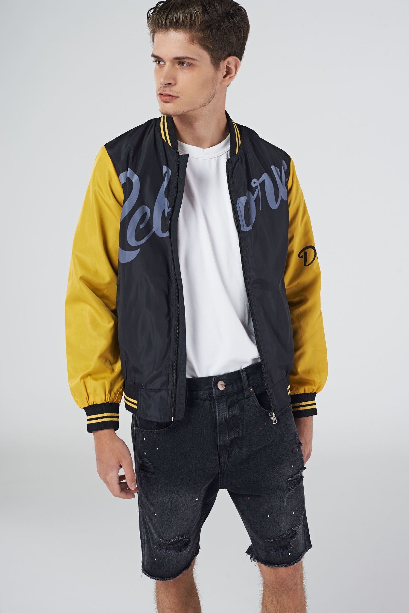 Áo khoác bomber ICON DENIM Reborn black