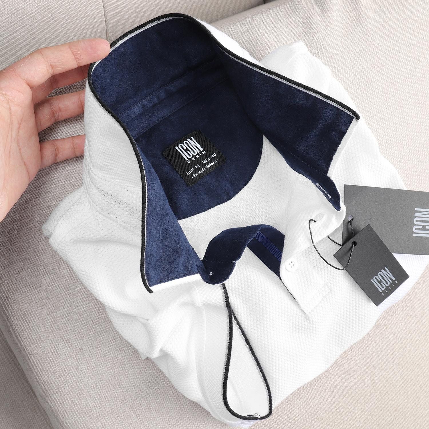 Áo Polo ICON DENIM phối cổ da lộn