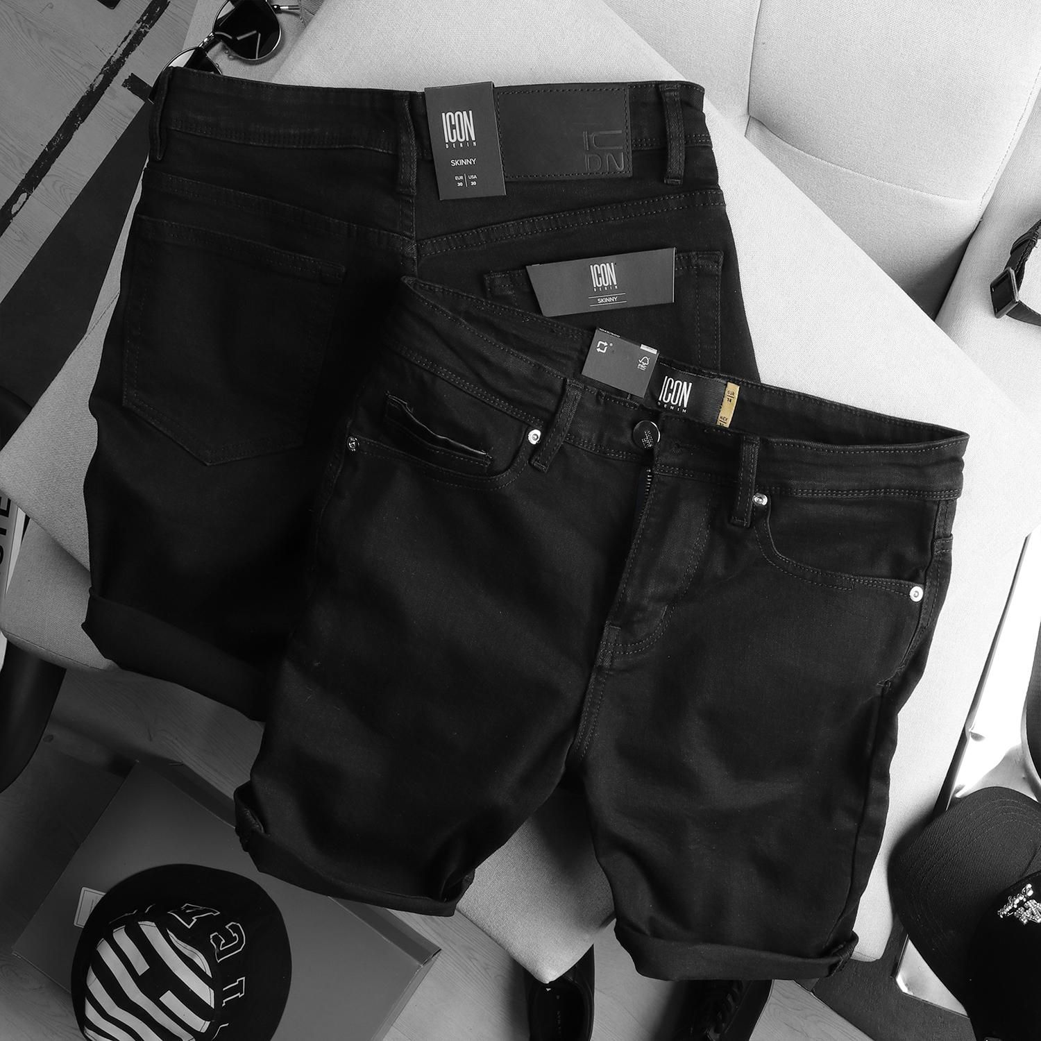 Quần short jean ICON DENIM black v2