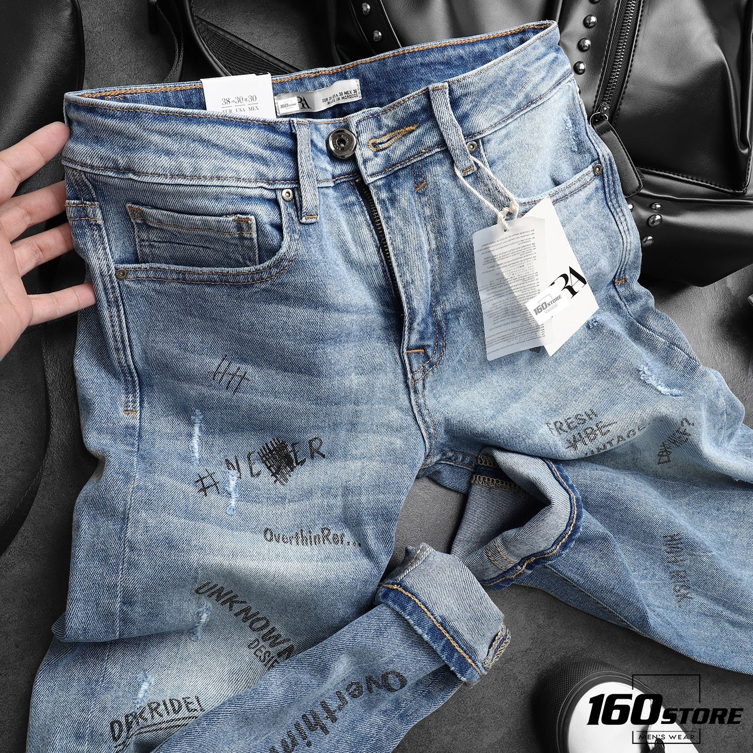 Quần jean ZRA skinny printed