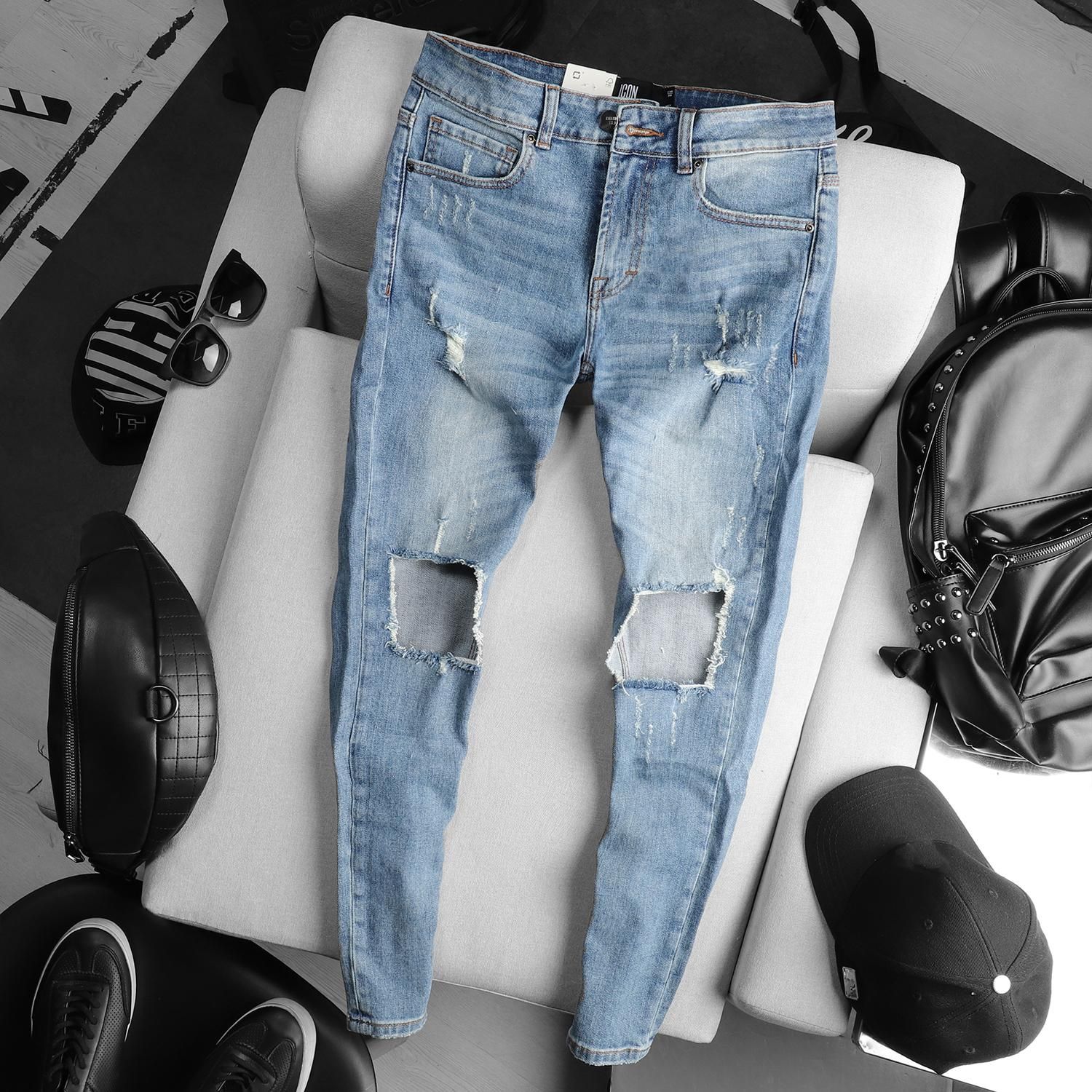 Quần jean ICON DENIM blue ripped skinny