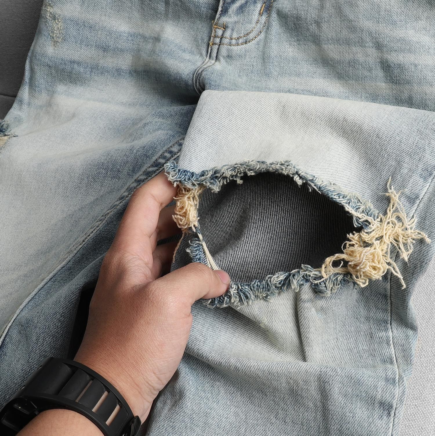 Quần jean ICON DENIM wash ripped slim
