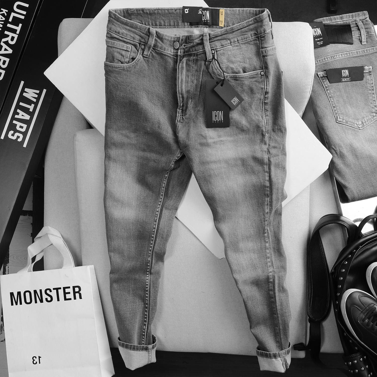 Quần jean ICON DENIM slim fit gray wash