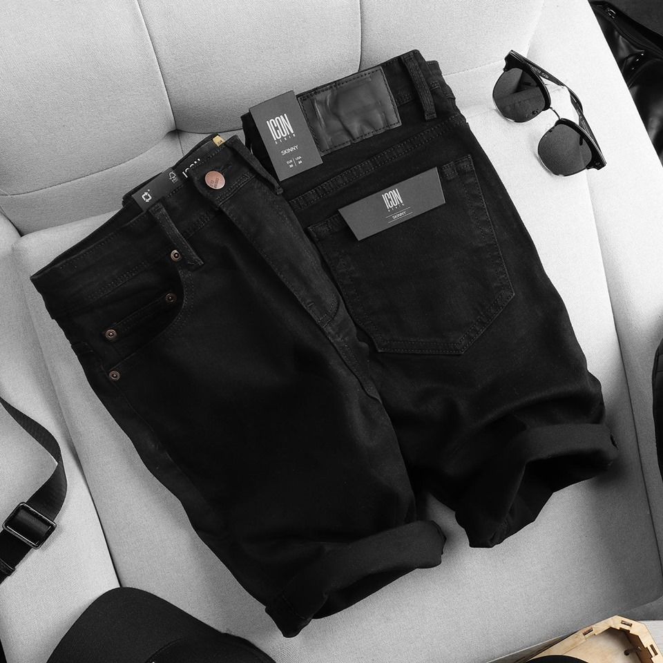 Quần short jean ICON DENIM Black