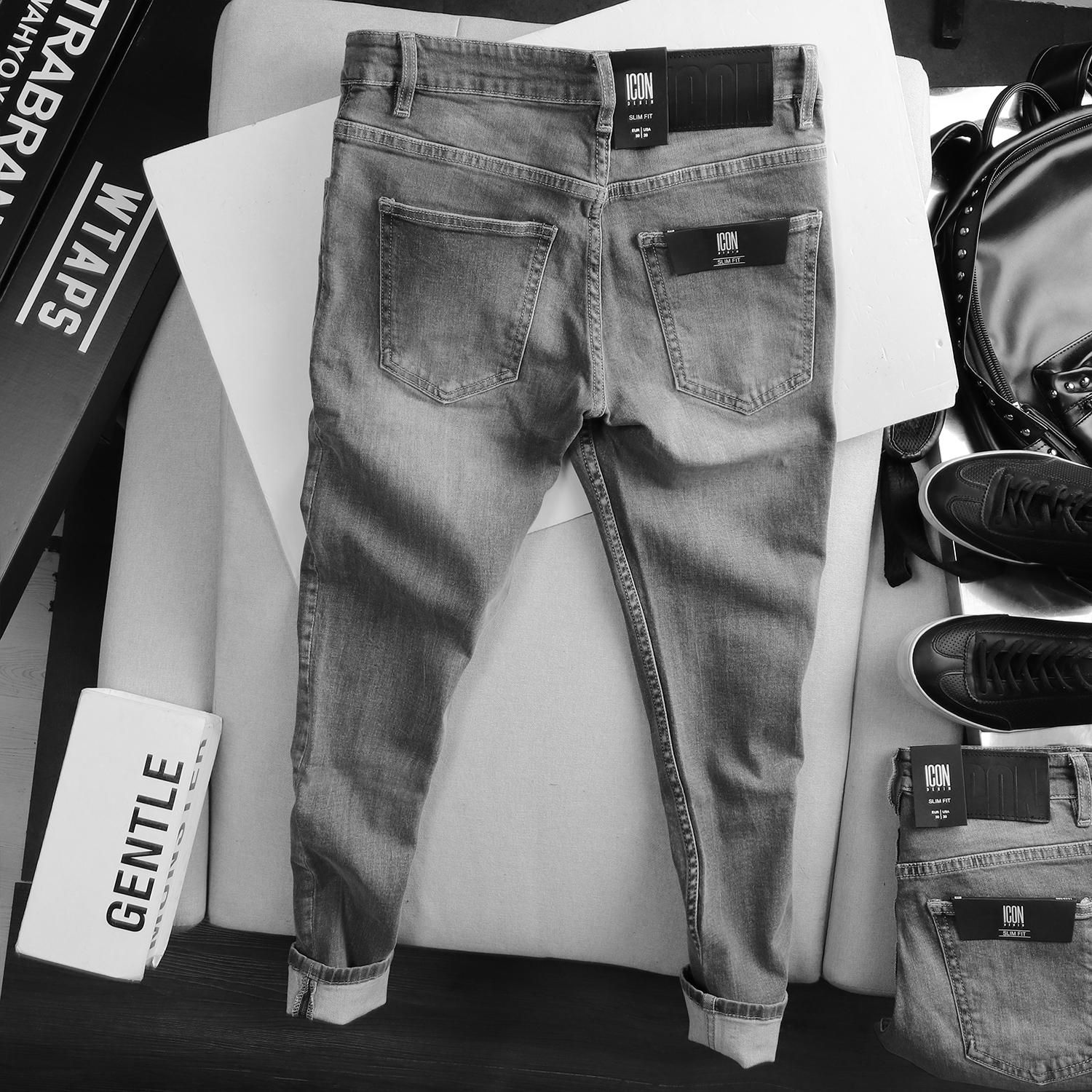 Quần jean ICON DENIM slim fit gray wash