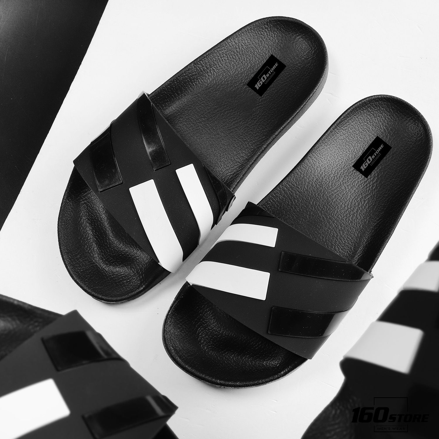 Dép ZRA black & white stripes