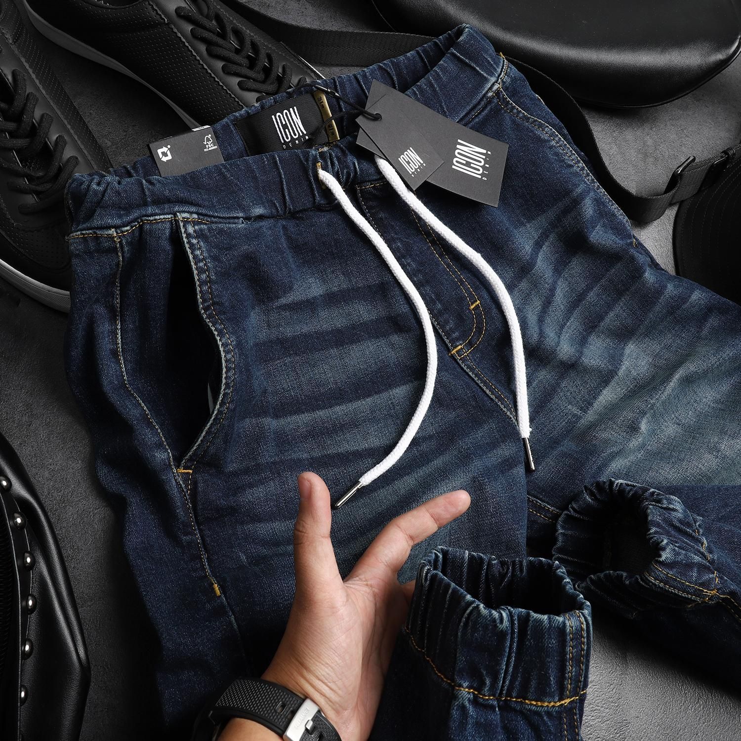 Quần jogger jean ICON DENIM dark blue