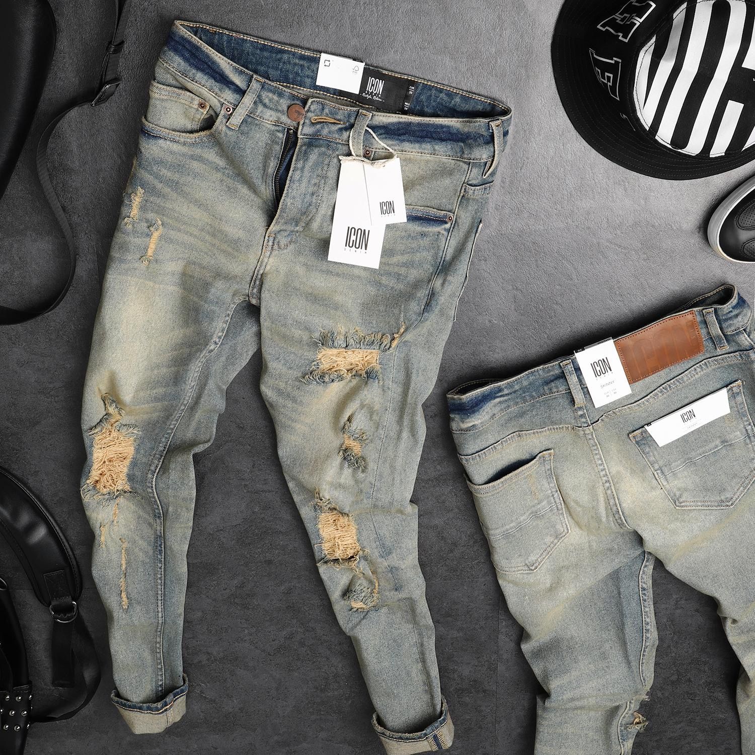 Quần jean ICON DENIM dirty ripped
