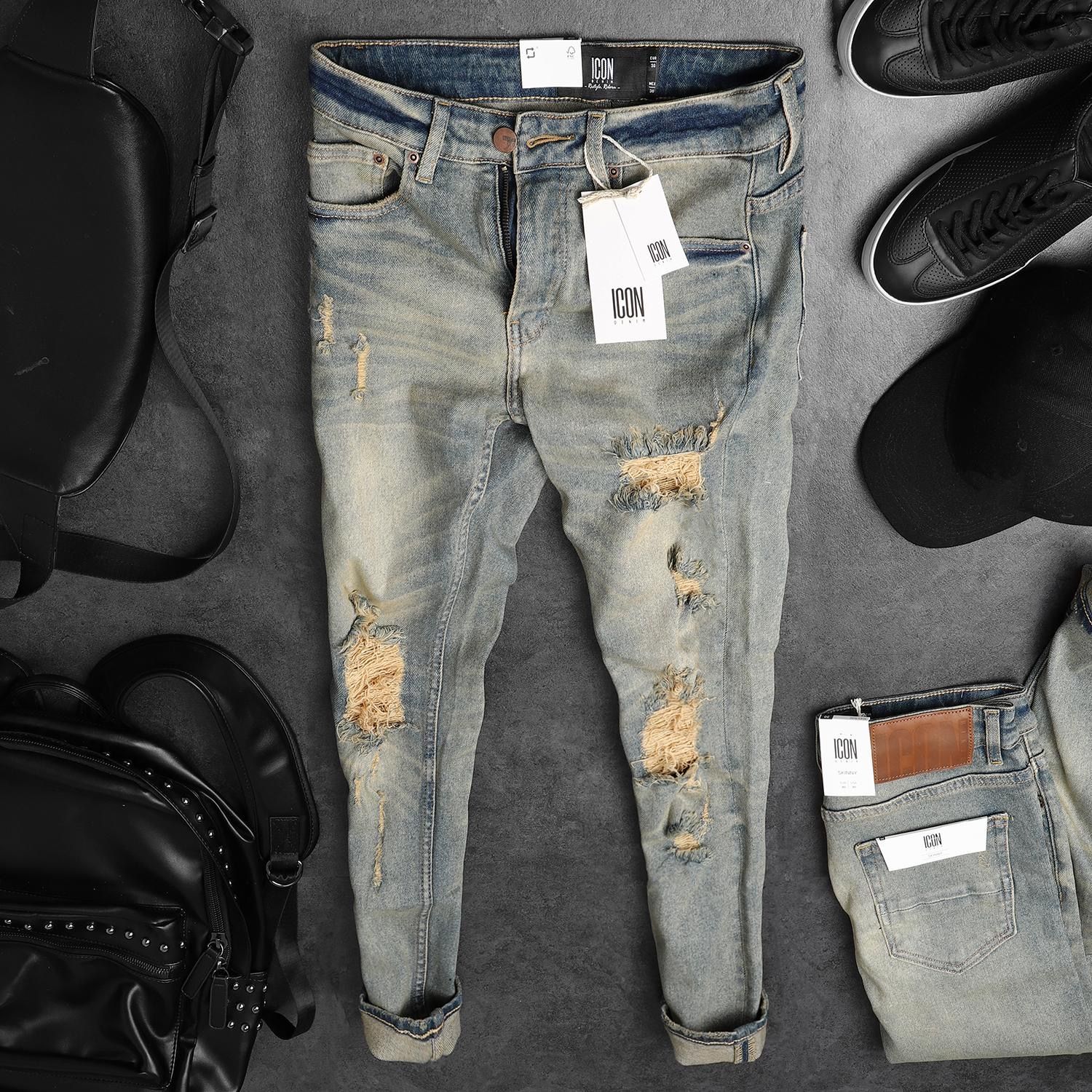 Quần jean ICON DENIM dirty ripped