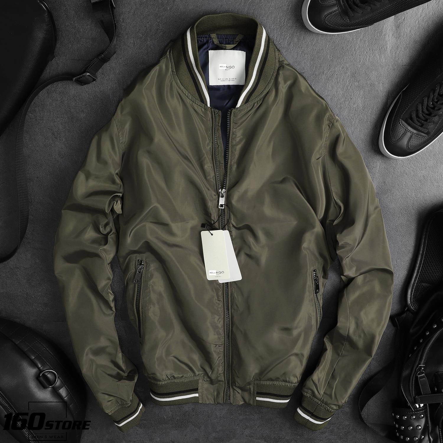 Áo khoác bomber M.N.G phối sọc