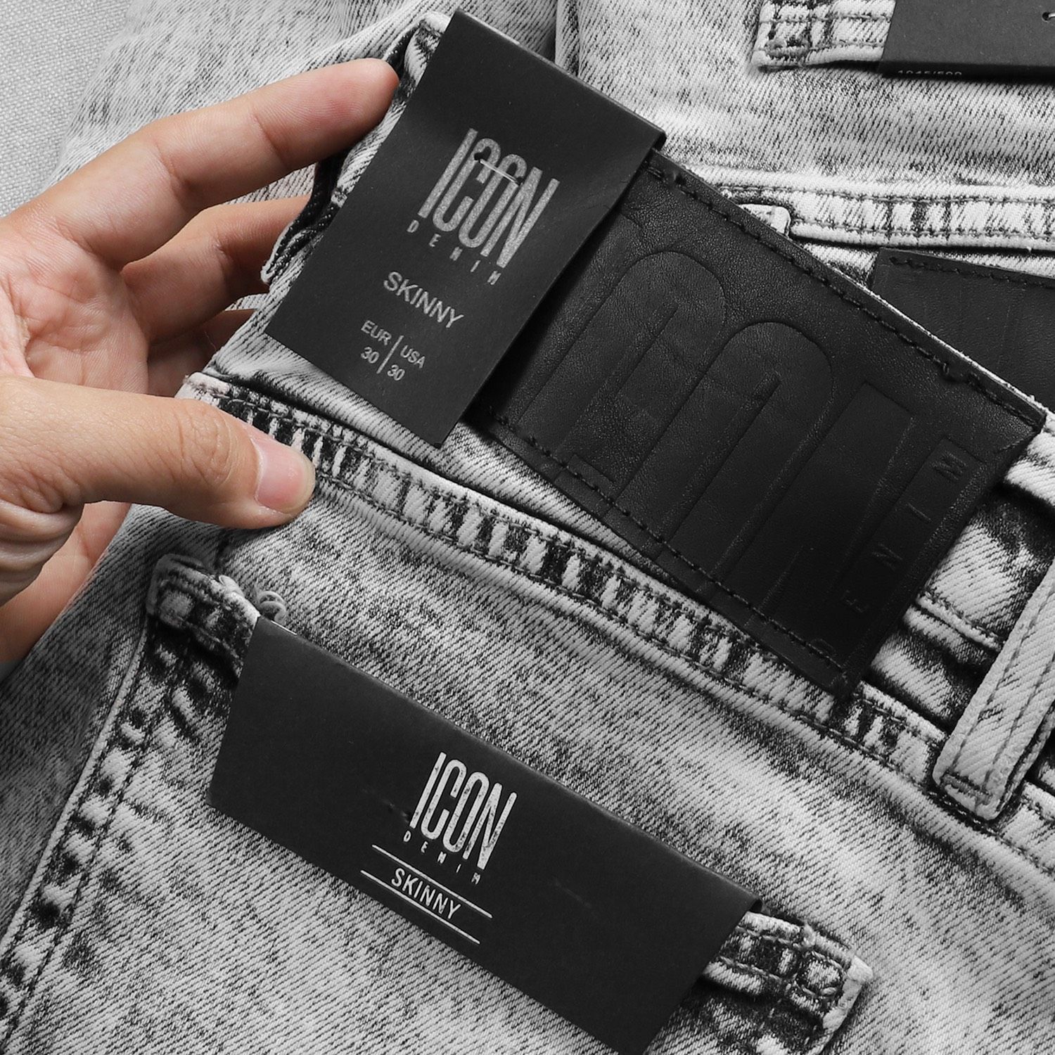 Quần Jean Icon Denim Grey Ripped Skinny
