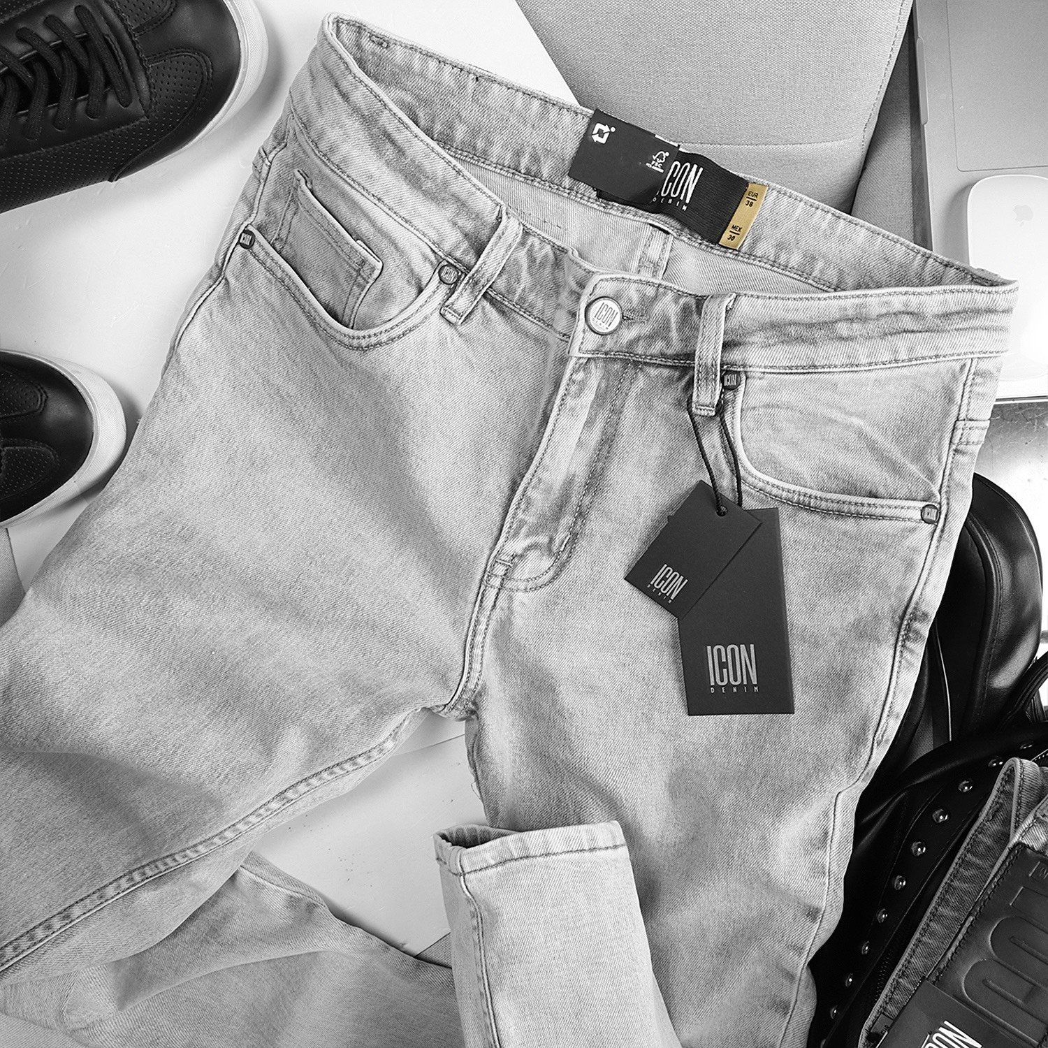 Quần jean ICON DENIM Slim fit light grey