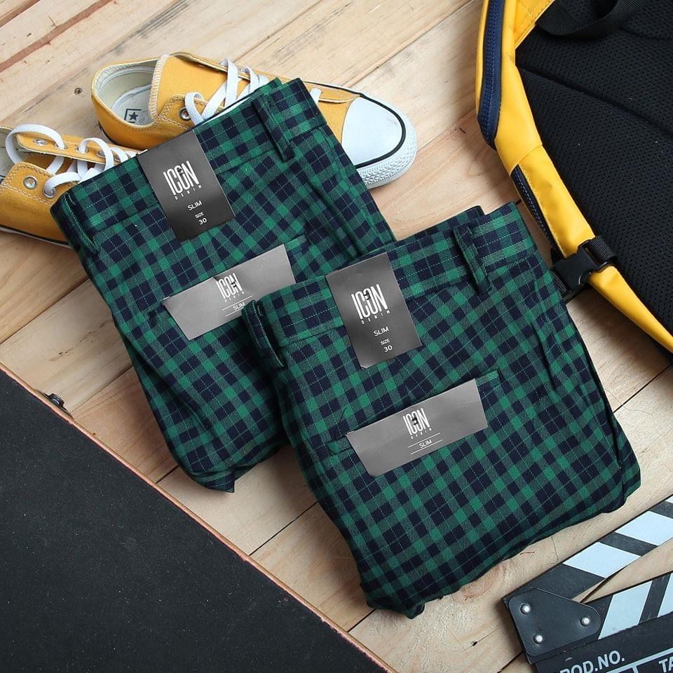 Quần tây ICON DENIM Plaid In Green