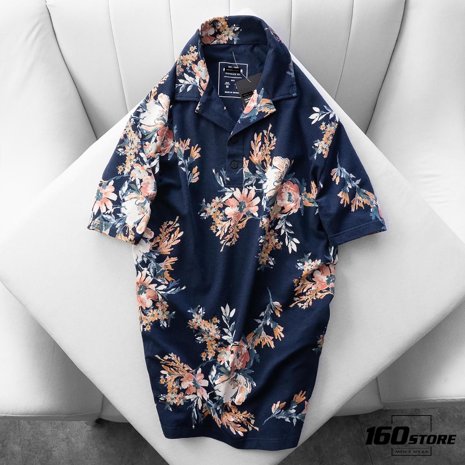 Áo Polo P.B cổ vest họa tiết