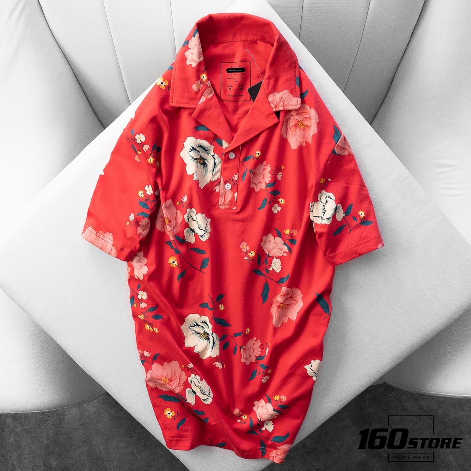 Áo Polo P.B cổ vest họa tiết