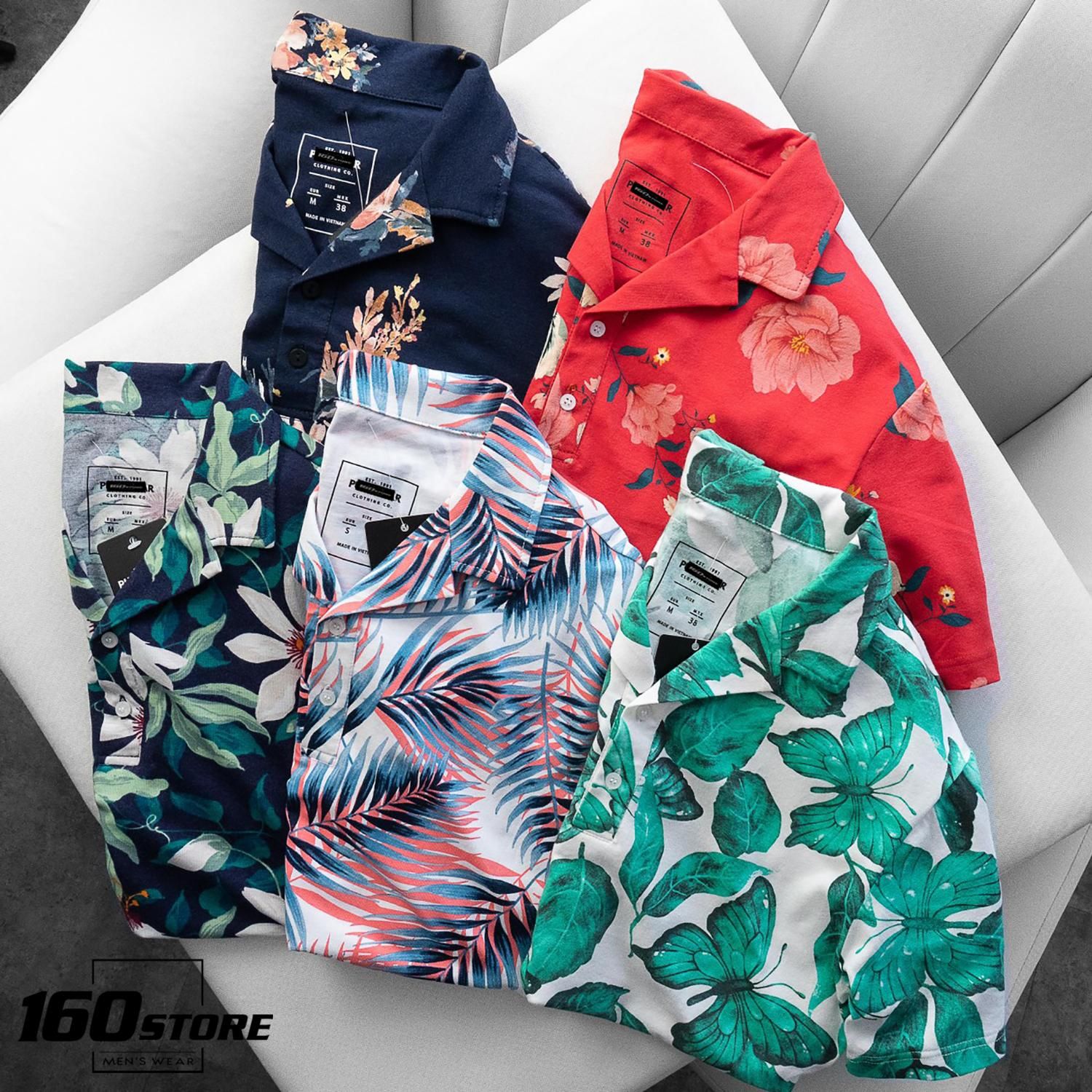 Áo Polo P.B cổ vest họa tiết