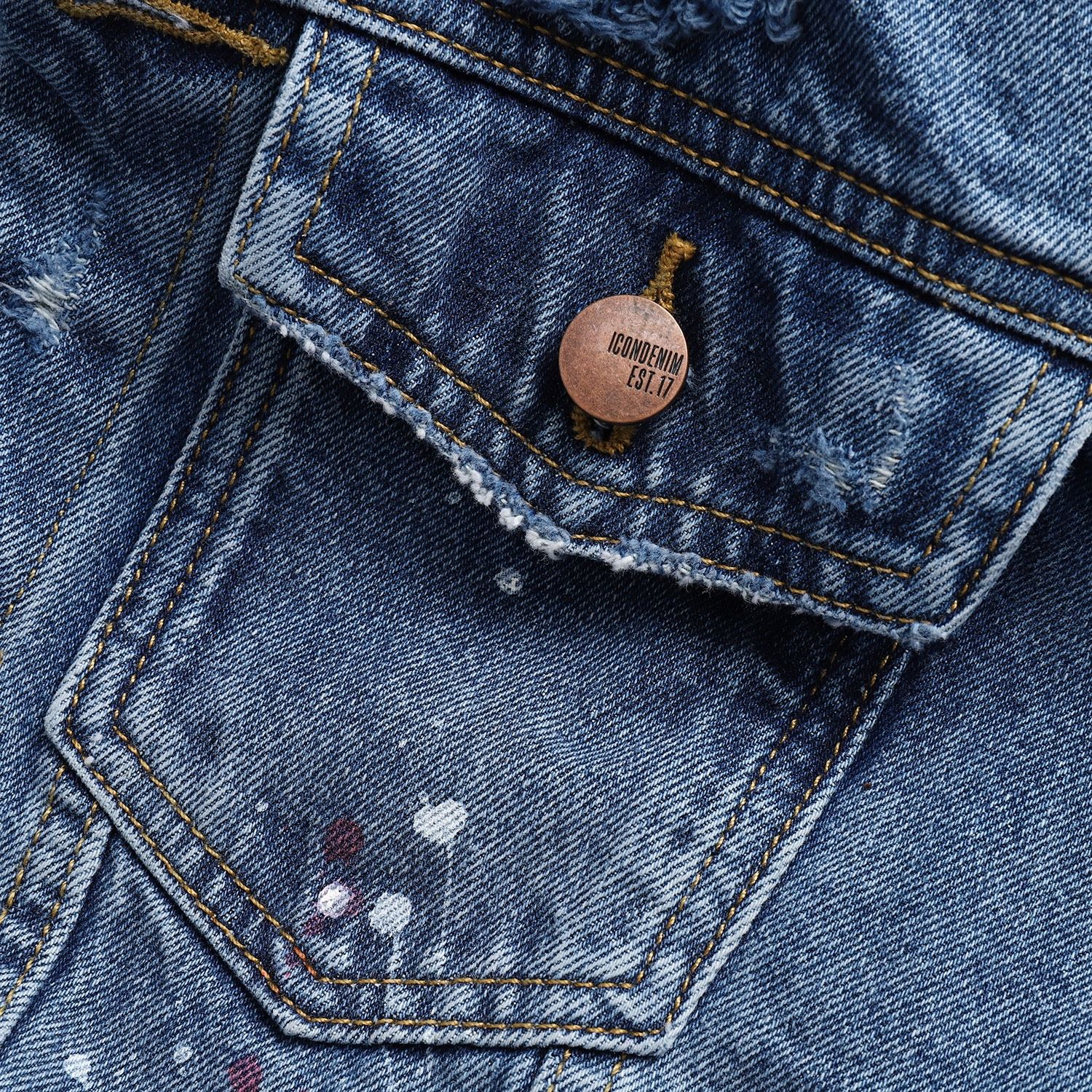 Áo khoác ICON DENIM rách vẩy sơn