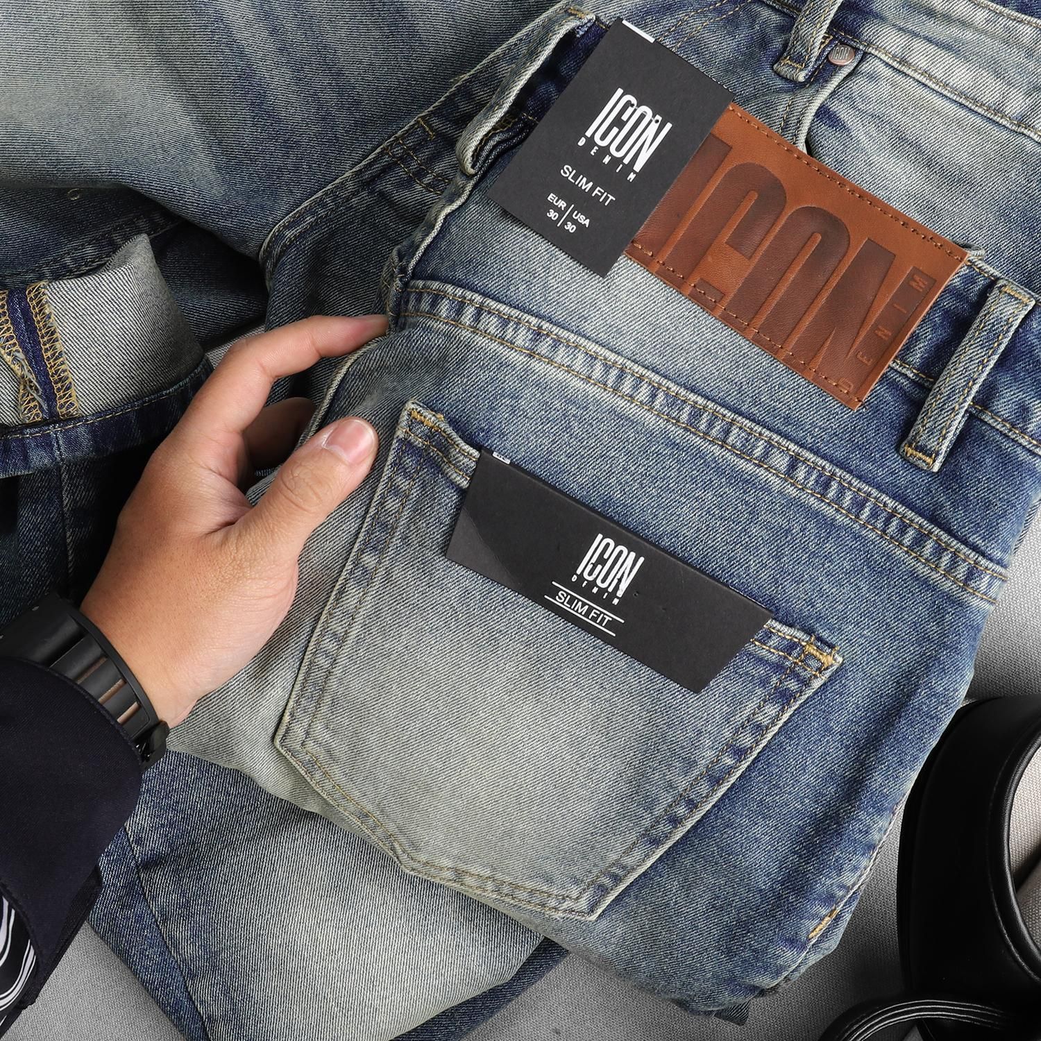 Quần jean ICON DENIM wash slim
