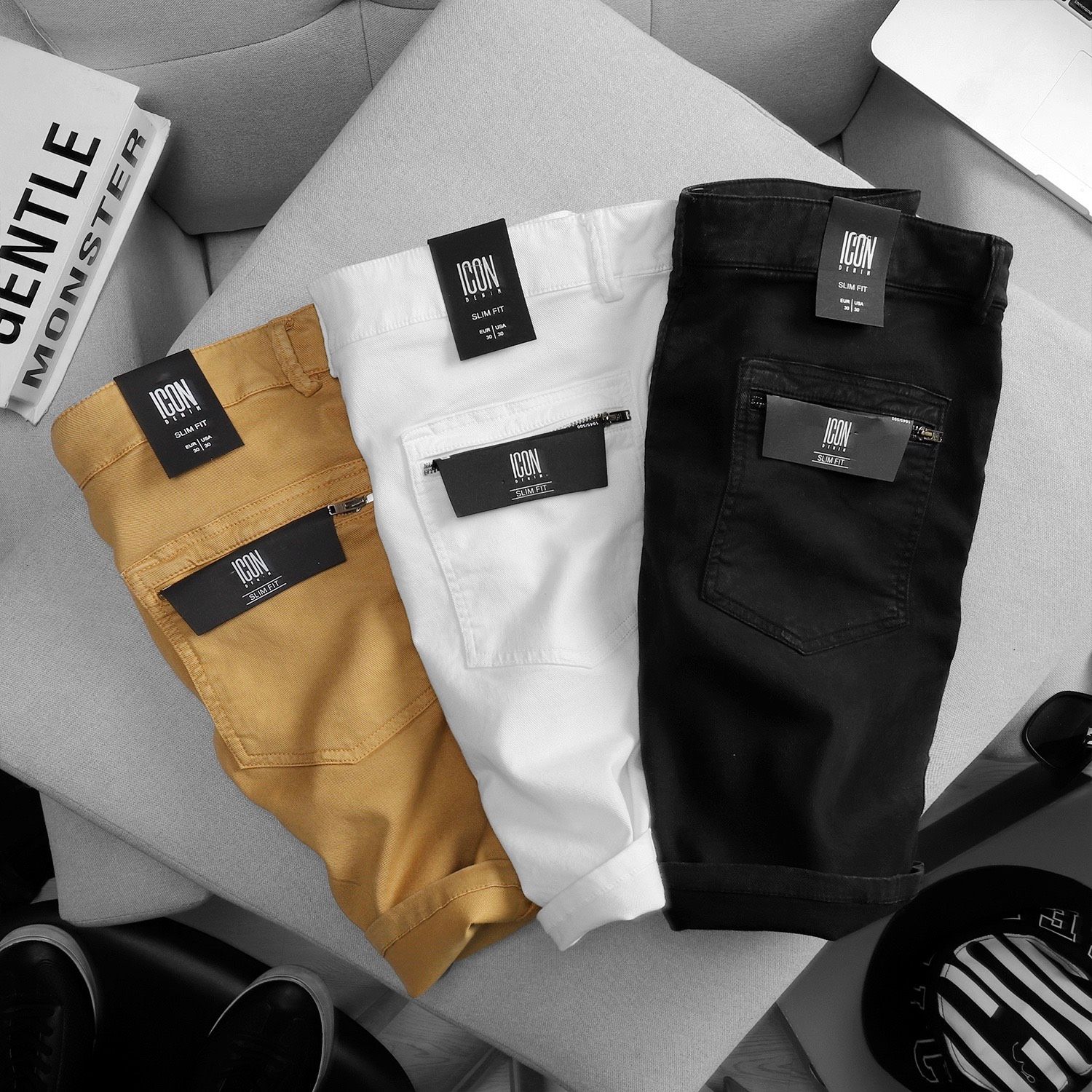 Quần short kaki ICON DENIM w zip pocket